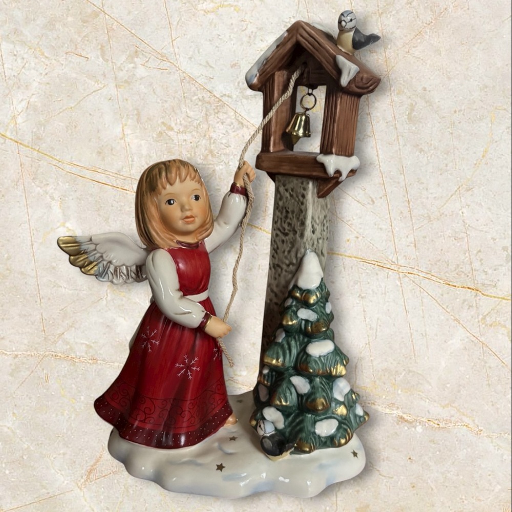 Goebel 44073 Angel At the Bell Tower Ceramic Figurine Christmas